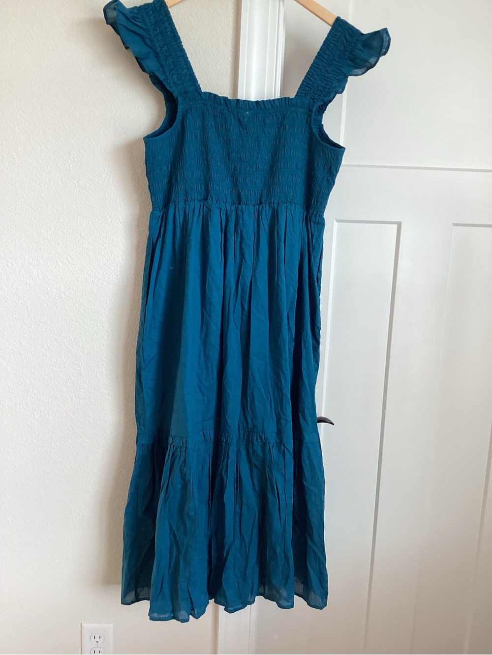 Anthropologie Peregrine Square-Neck Sleeveless Midi Dress New Large Indigo Blue - Picture 8 of 13